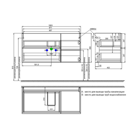 Bild, ID тумба IDDIS 100 см,[BIL10V0i95], Дуб светлый