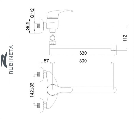 Rubineta P-12/C для ванны настенный