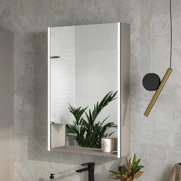 Ferro LED 60 зеркало-шкаф EQUIL [zsFERRO60.R], с часами, правый