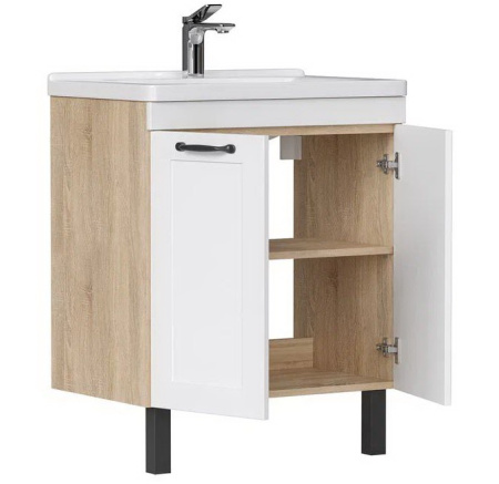 Lago 60.2D (Миранда) тумба EQUIL [tnLAGO60.2D-04], Белый матовый/Дуб сонома