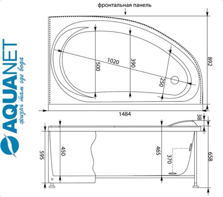 Ванна асимметричная Акванет MALDIVA 150