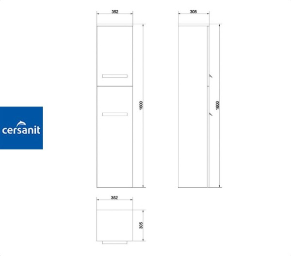 XANTIA RED 1600 шкаф-пенал Cersanit (S570-006)