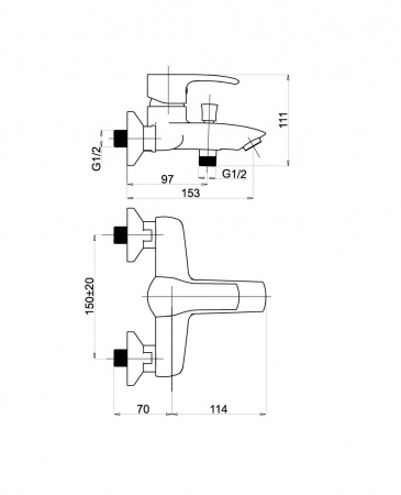 Rubineta ARTIS-10/K для ванны настенный (540035N)