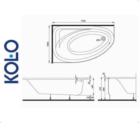 Ванна асимметричная Kolo SPRING 170x100