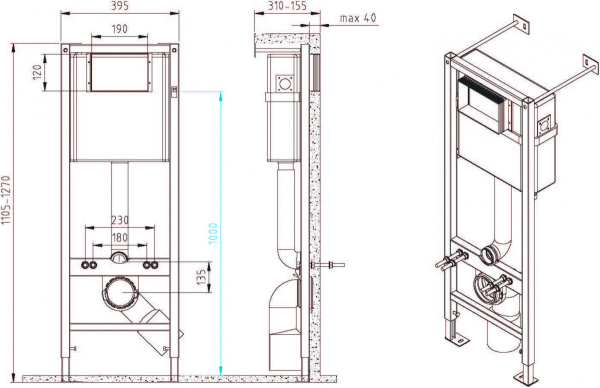 Cersanit DELFI c инст. VECTOR, унитаз c сиденьем, кнопкой Movi матовый хром