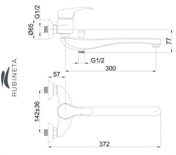Rubineta P-22/С для ванны настенный
