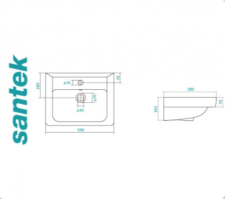 ТИГОДА 50 Santek. Умывальник мебельный к тумбе.