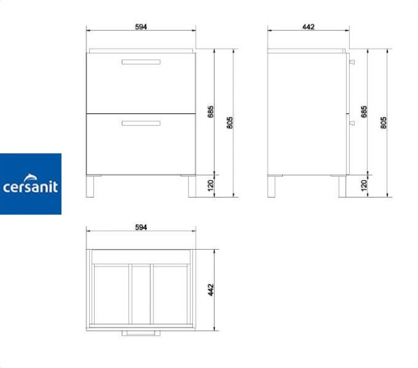 MELAR 60 тумба Cersanit под умывальник (SU-MEL-CM60)
