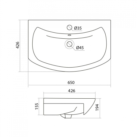 БАЛТИКА 65 Santek. Умывальник мебельный к тумбе (1WH207775)