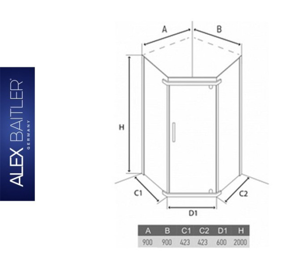 Душевая кабина ALEX BAITLER AB 215-90 для ванной комнаты