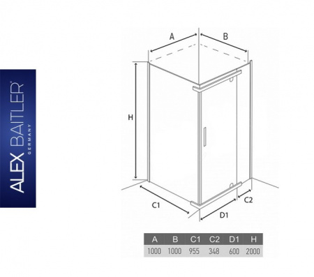 Alex Baitler AB 214-100 душевой уголок (прозрачное)