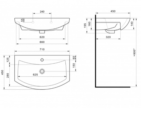 БАЛТИКА 70 Santek. Умывальник мебельный к тумбе.