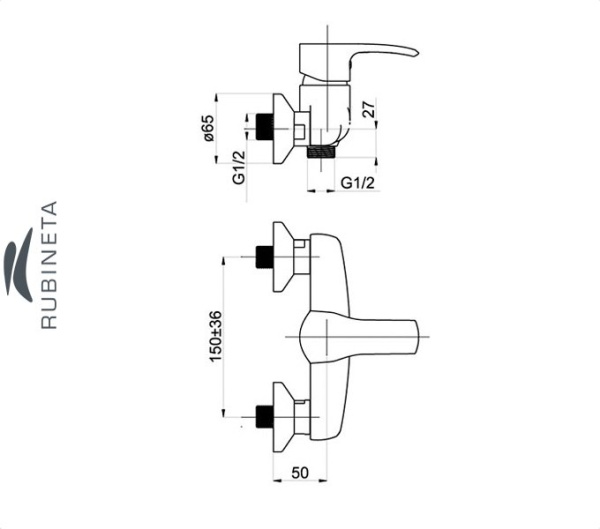Rubineta ARTIS-12/K для ванны настенный