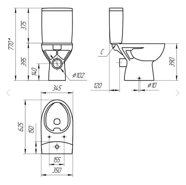 Cersanit PARVA New Clean On 011 унитаз Компакт напольный [S-KO-PA011-3/6-COn-DL-w]