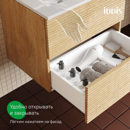 Bild, ID тумба IDDIS 100 см, [BIL10V0i95K], Дуб светлый, с умывальником