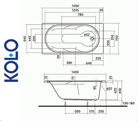 Ванна прямоугольная Kolo LAGUNA 140x70