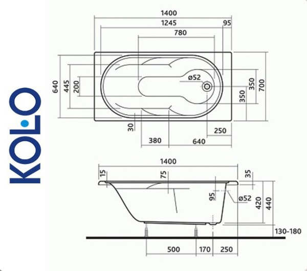 Ванна прямоугольная Kolo LAGUNA 140x70