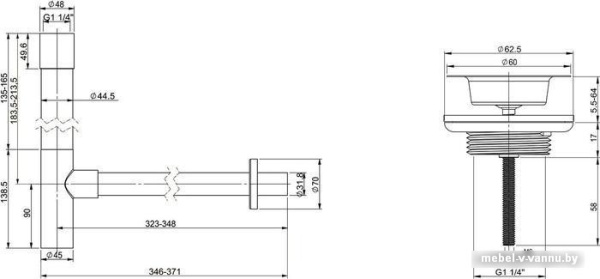 Сифон Wellsee Drainage System 182114005 (сифон, выпуск, хром)
