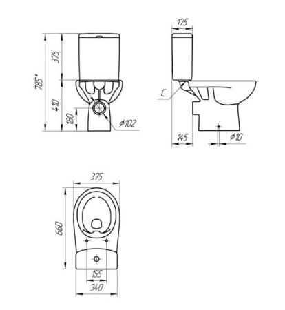 Cersanit NATURE Clean On 011 унитаз Компакт напольный [S-KO-NTR011-3/5-COn-DL-w]