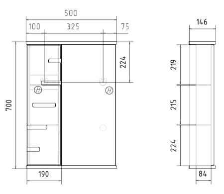 Joli 50 зеркало VOLNA [zsJOLI50.L-01], левый