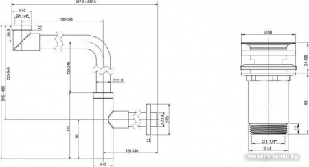 Сифон Wellsee Drainage System 182124004 (сифон, выпуск, хром)
