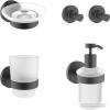Набор аксессуаров для ванной Wellsee Finishing Touch 182512002 (мыльница, стакан для зубных щеток, дозатор для жидкого мыла, крючок 2 шт, матовый черный)