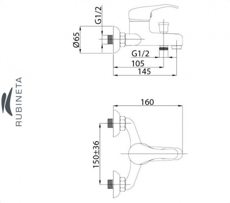 Rubineta OPTIMA-10/K для ванны настенный