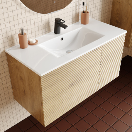 Bild, ID тумба IDDIS 100 см, [BIL10V0i95K], Дуб светлый, с умывальником